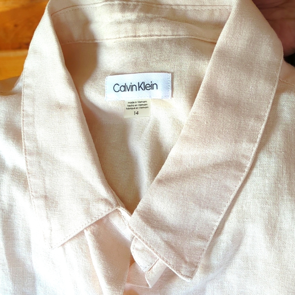 Blush pink Linen Blend shirt dress
